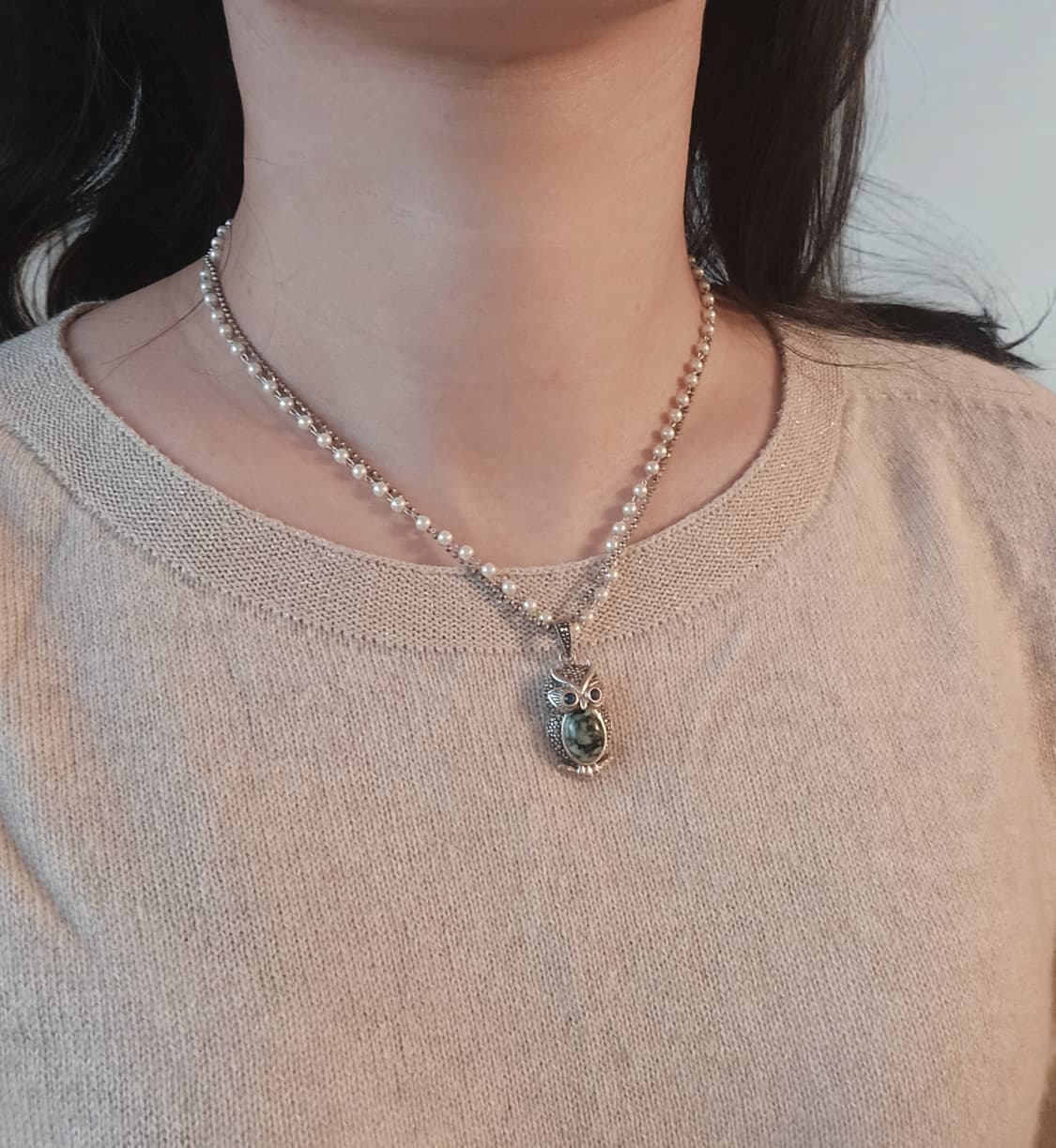 터키석 부엉이 팬던트 은 목걸이 상품이미지4