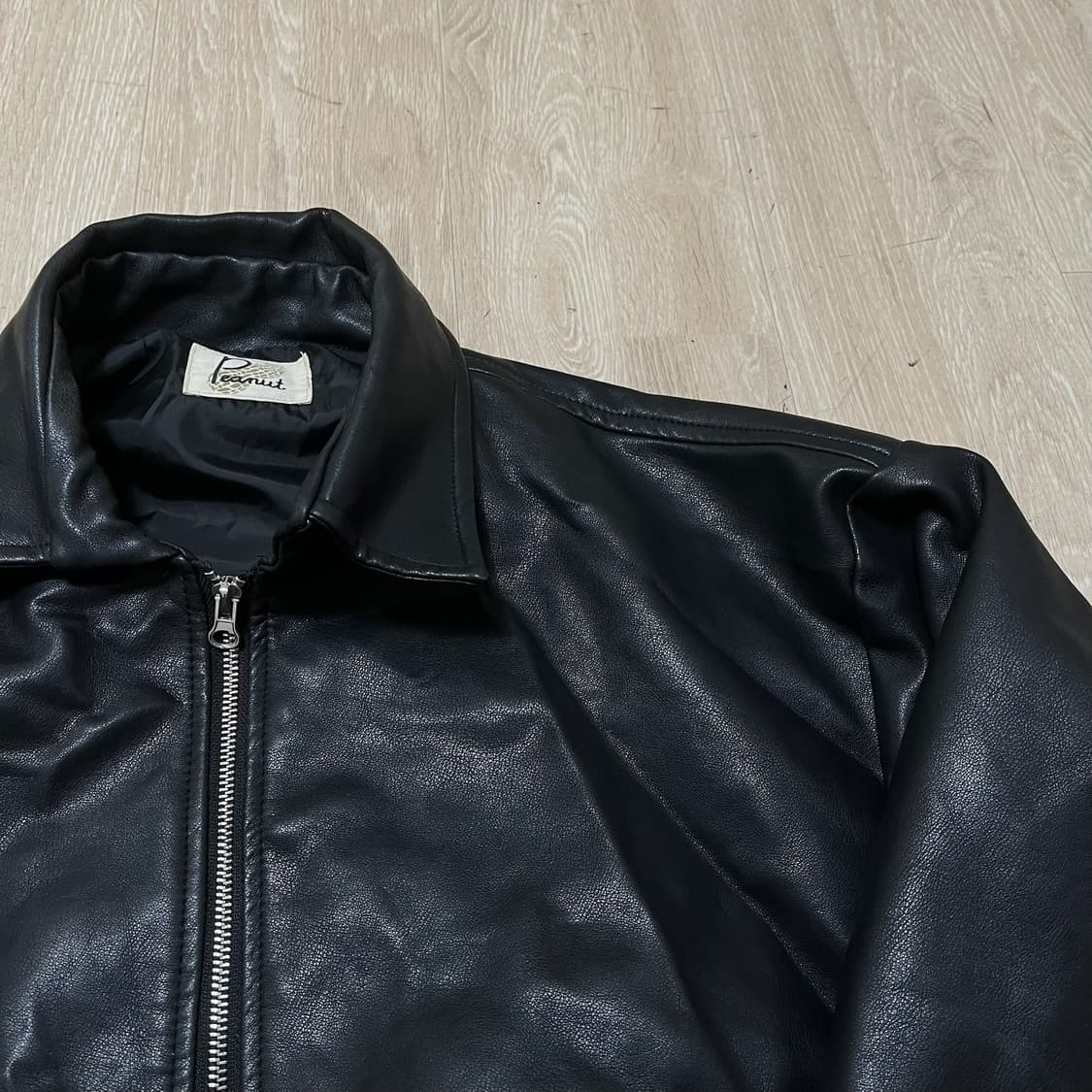피넛 남성 싱글 라이더 봄버 가죽자켓 L/100  상품이미지3