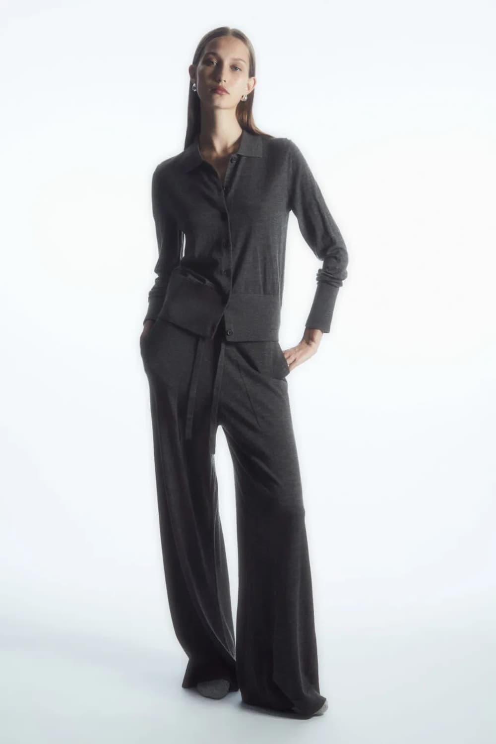 Cos 코스 메리노 울 칼라 가디건 xs 상품이미지3