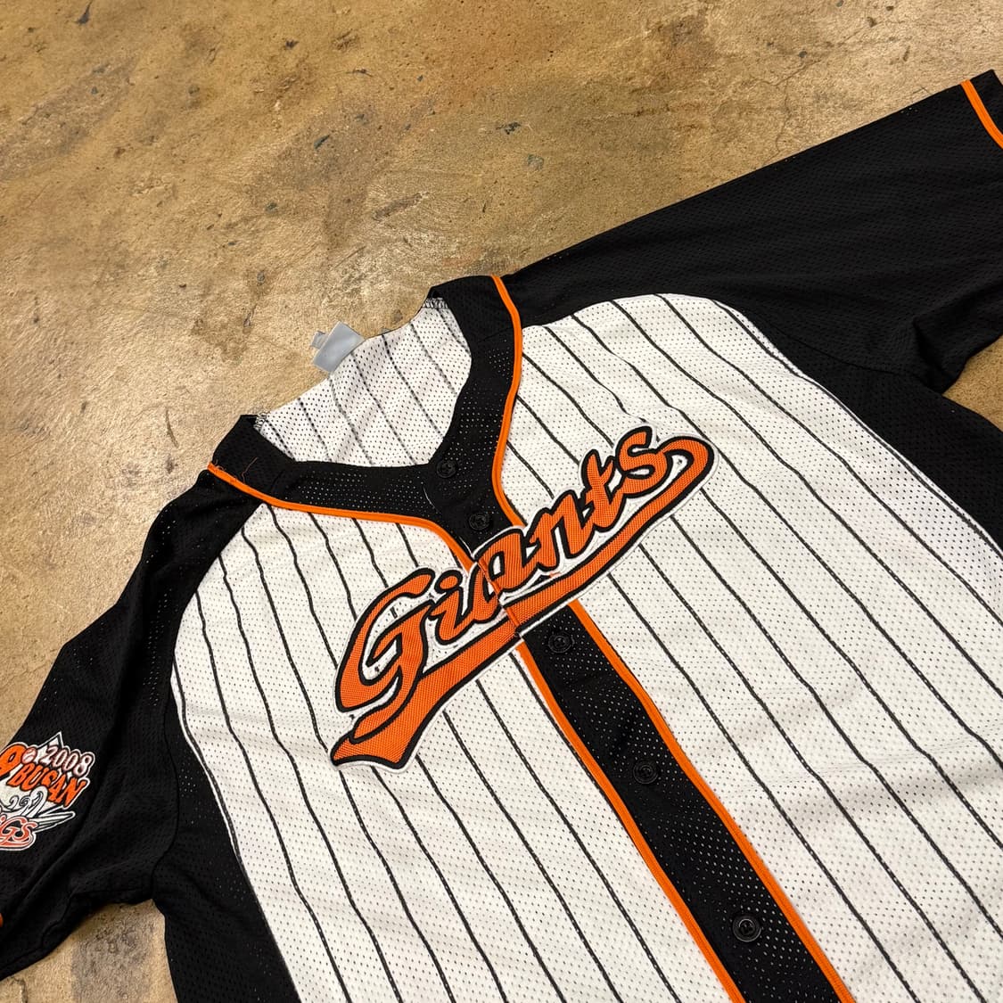 [105] 롯데 자이언츠 야구 유니폼 스트라이프 블랙 오렌지 b10 상품이미지1
