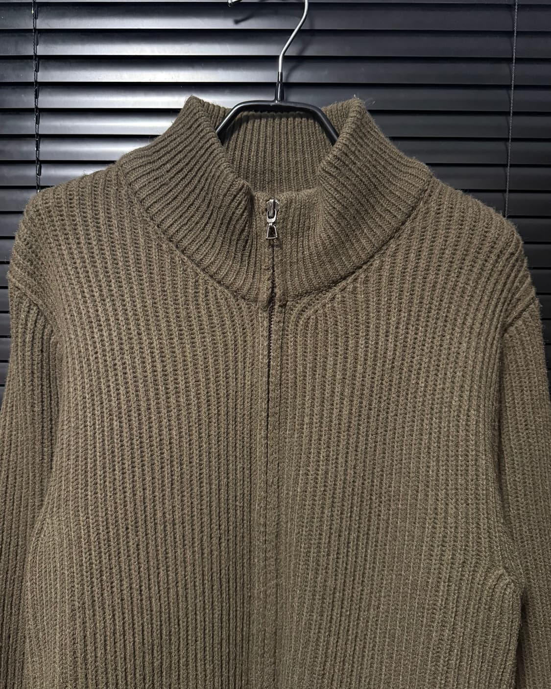 ASPESI 아스페시 골지 니트 스웨터 브라운 갈색 집업 하이넥 반목폴라 상품이미지3