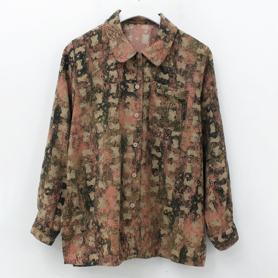 일본 빈티지 수채화 패턴 블라우스 상품이미지1