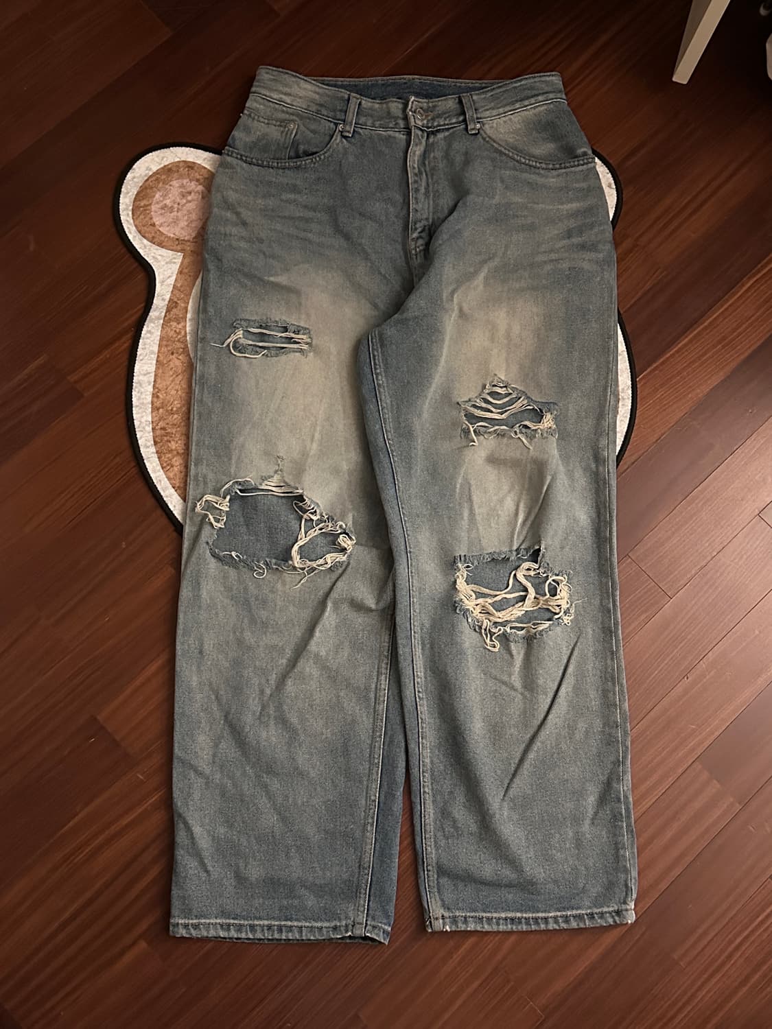 WKNDRS 데미지 워싱 와이드 데님 M 상품이미지1