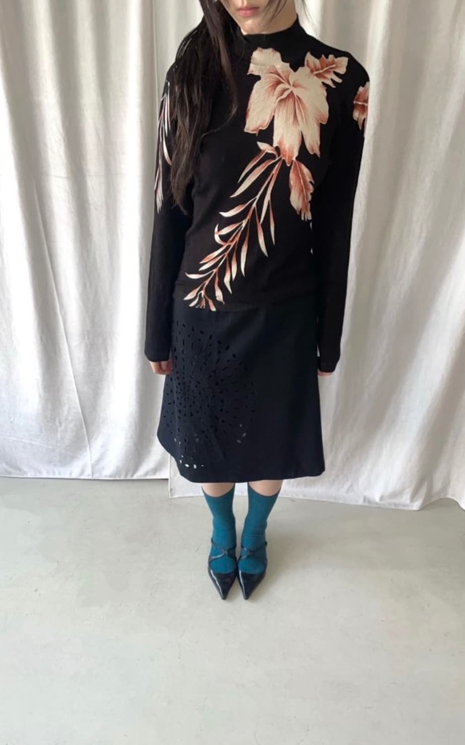 Oriental bloom high neck knit 상품이미지1