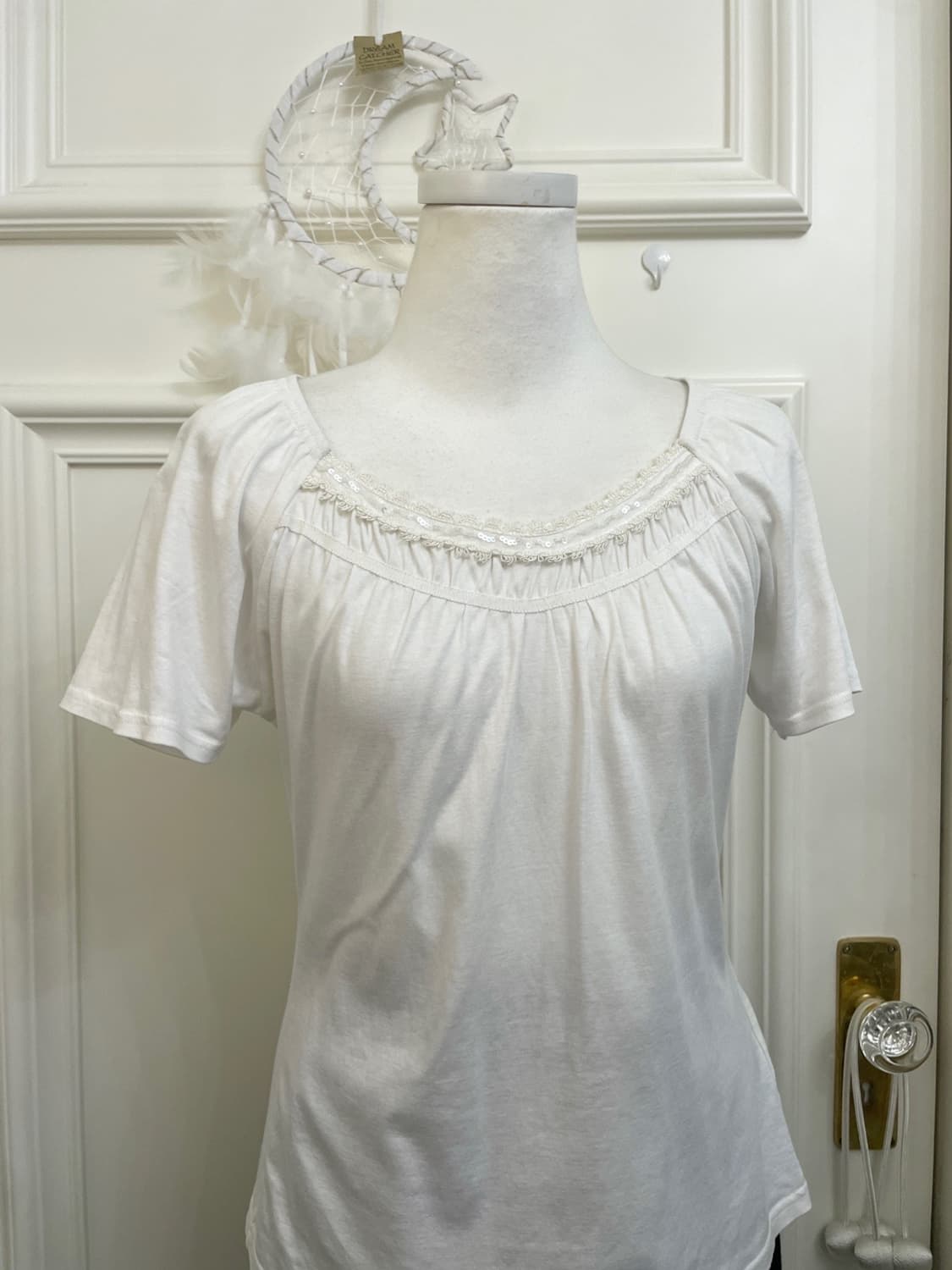 white shirring cotton half top(size-L) 상품이미지5