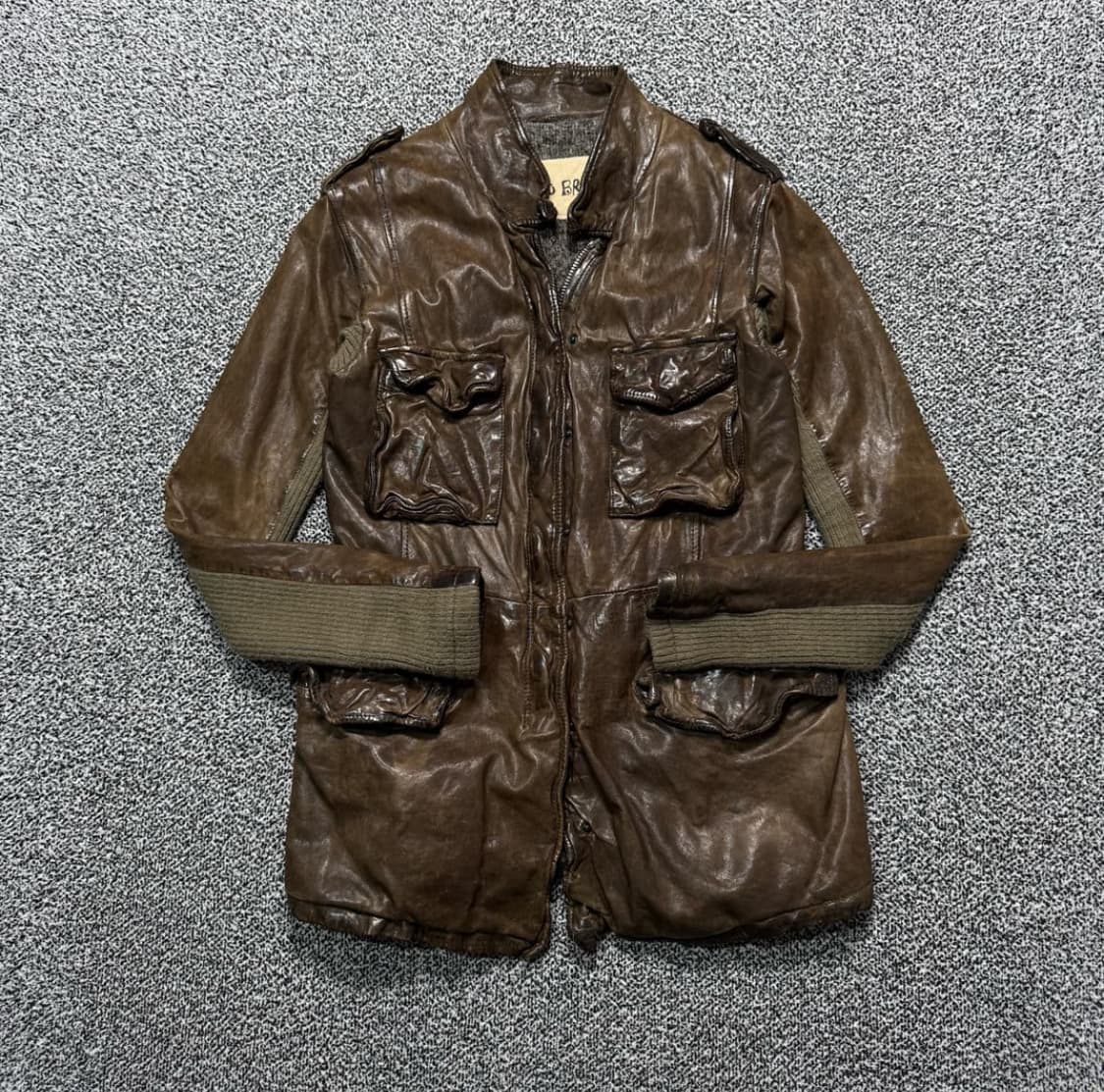 조르지오 브라토 립소매 가죽 레더 헌팅 자켓 상품이미지1