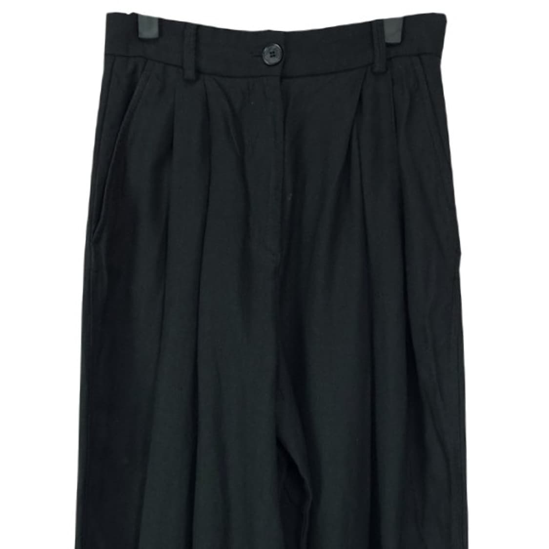 [코스] 린넨 블랜디드 핀턱 와이드 팬츠 블랙 M19116 상품이미지4