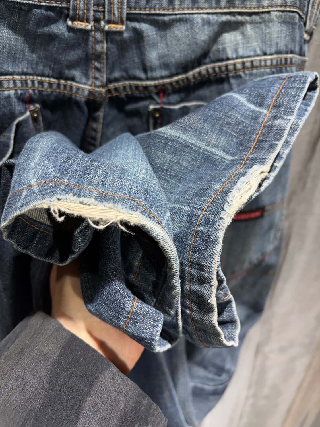 36in FUBU 푸부 더티페인팅 워싱 와이드 데님팬츠 상품이미지10