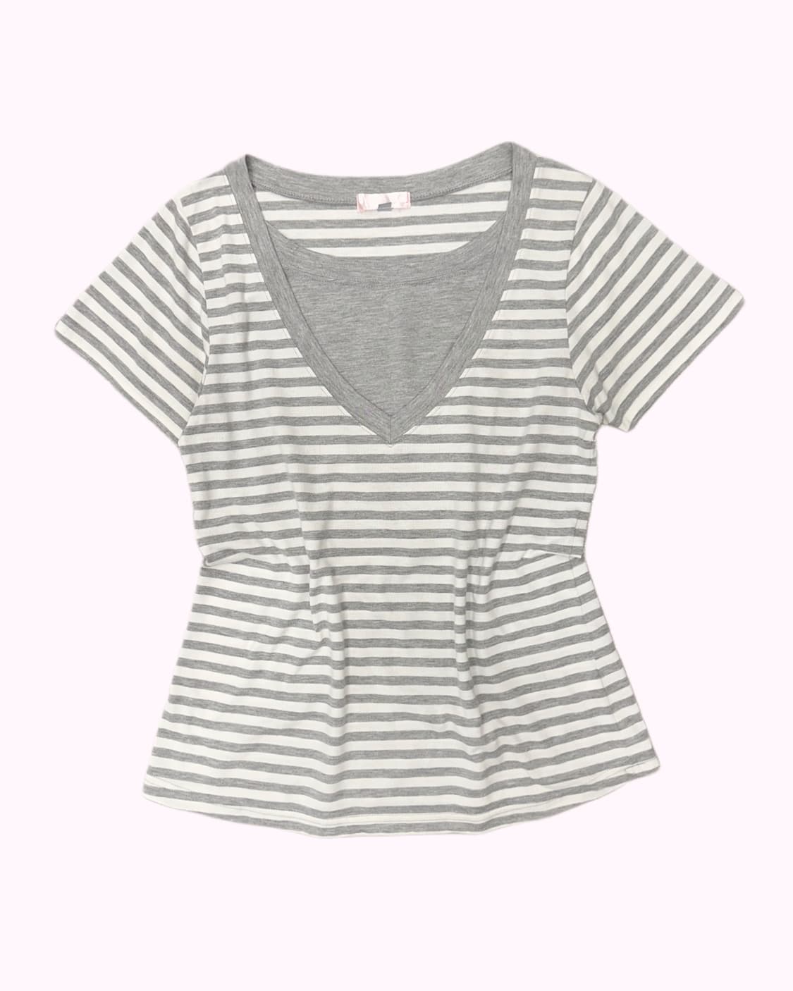 layered neck stripe t-shirt 상품이미지1