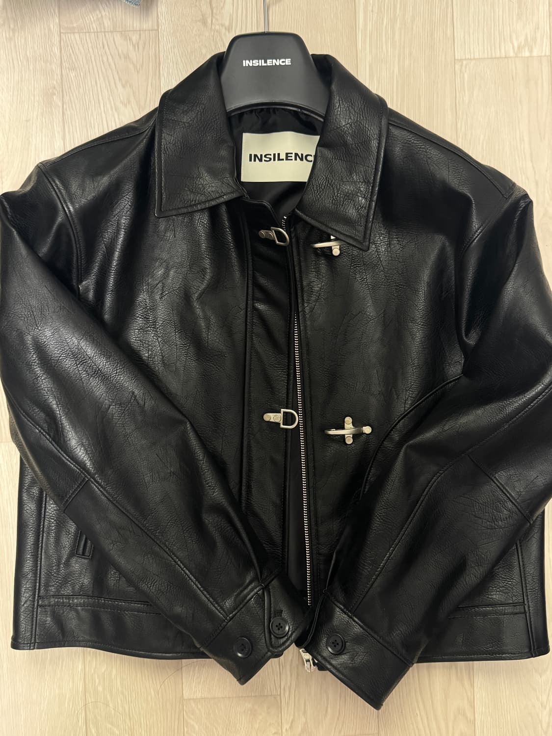 인사일런스 우먼 빈티지 버클 포우 레더 자켓 M 상품이미지8