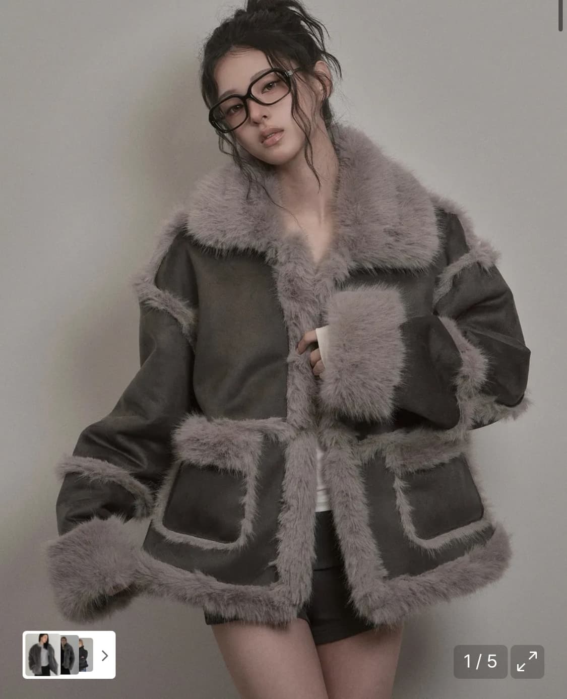 카키포인트 시어링 퍼 무스탕 차콜 Shearing Fur Mustang 상품이미지1