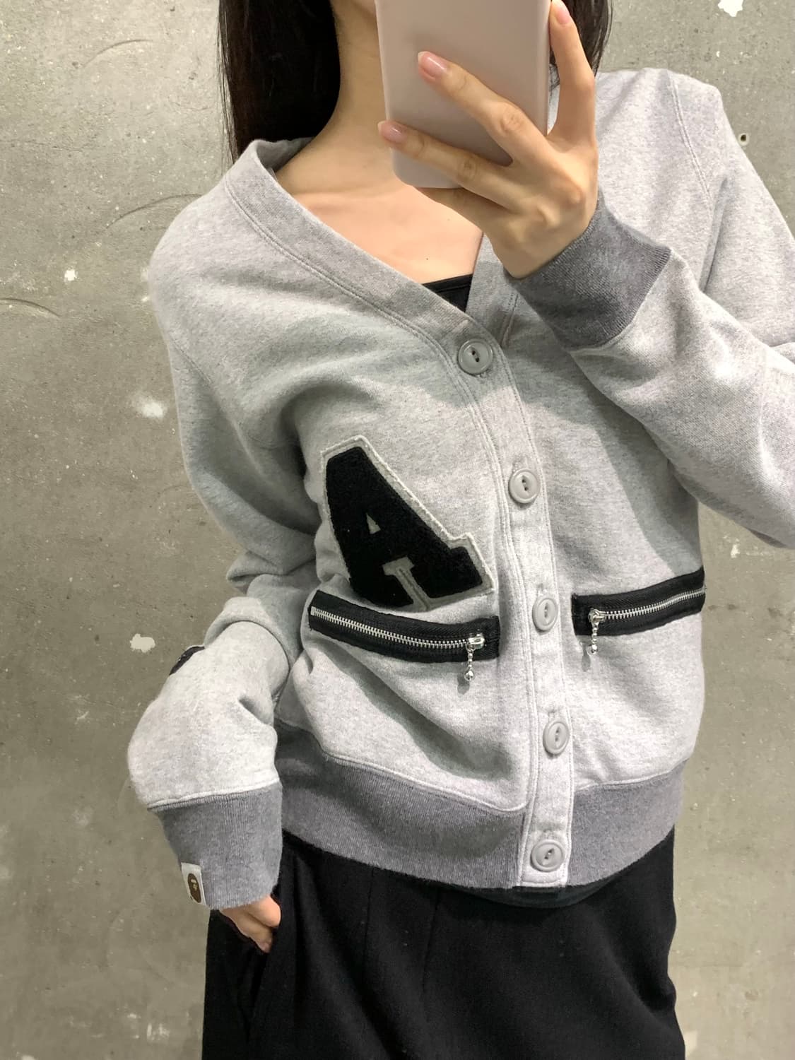 (새상품) Bape 베이프 투포켓 그레이 스웻 가디건 상품이미지2