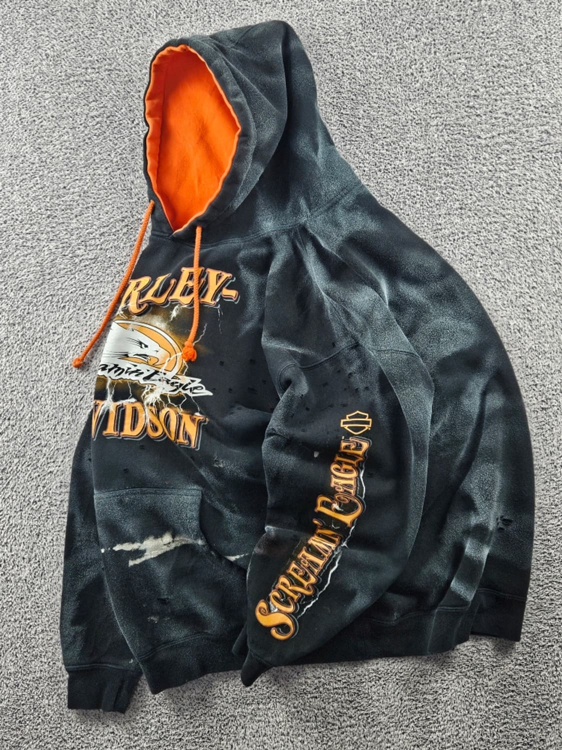 할리데이비슨 디스트레스드 다잉 커스텀 후드티 (2XL추정) / 10996 상품이미지3