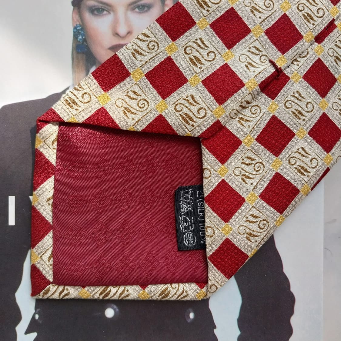 지방시 실크 베이지 체크 패턴 넥타이 9.8cm A+등급 K2429 상품이미지8