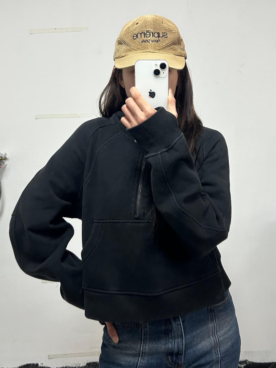 룰루레몬 스쿠바 오버사이즈드 퍼넬넥 하프집업 블랙 상품이미지2