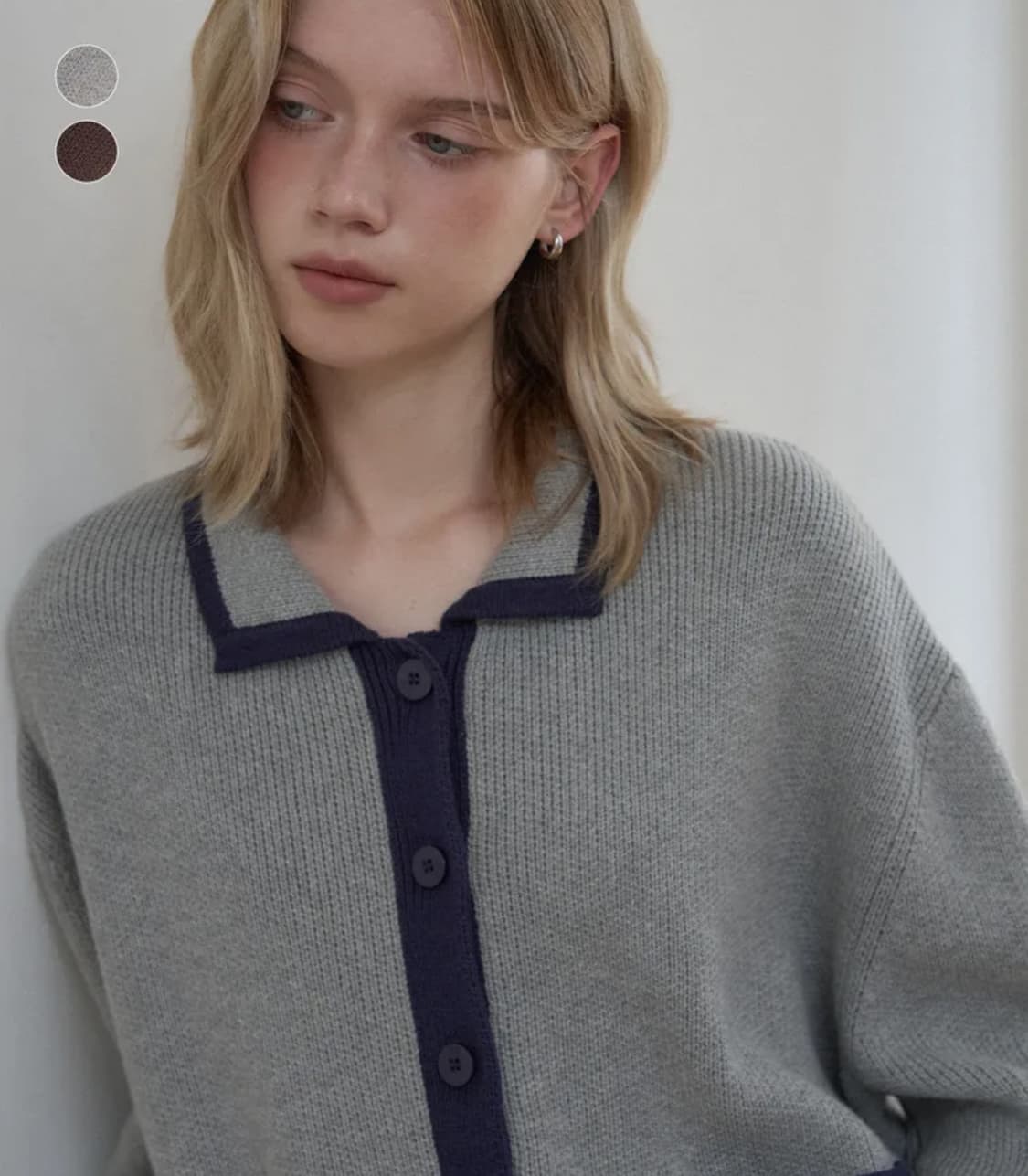 바시카 배색 가디건 상품이미지1