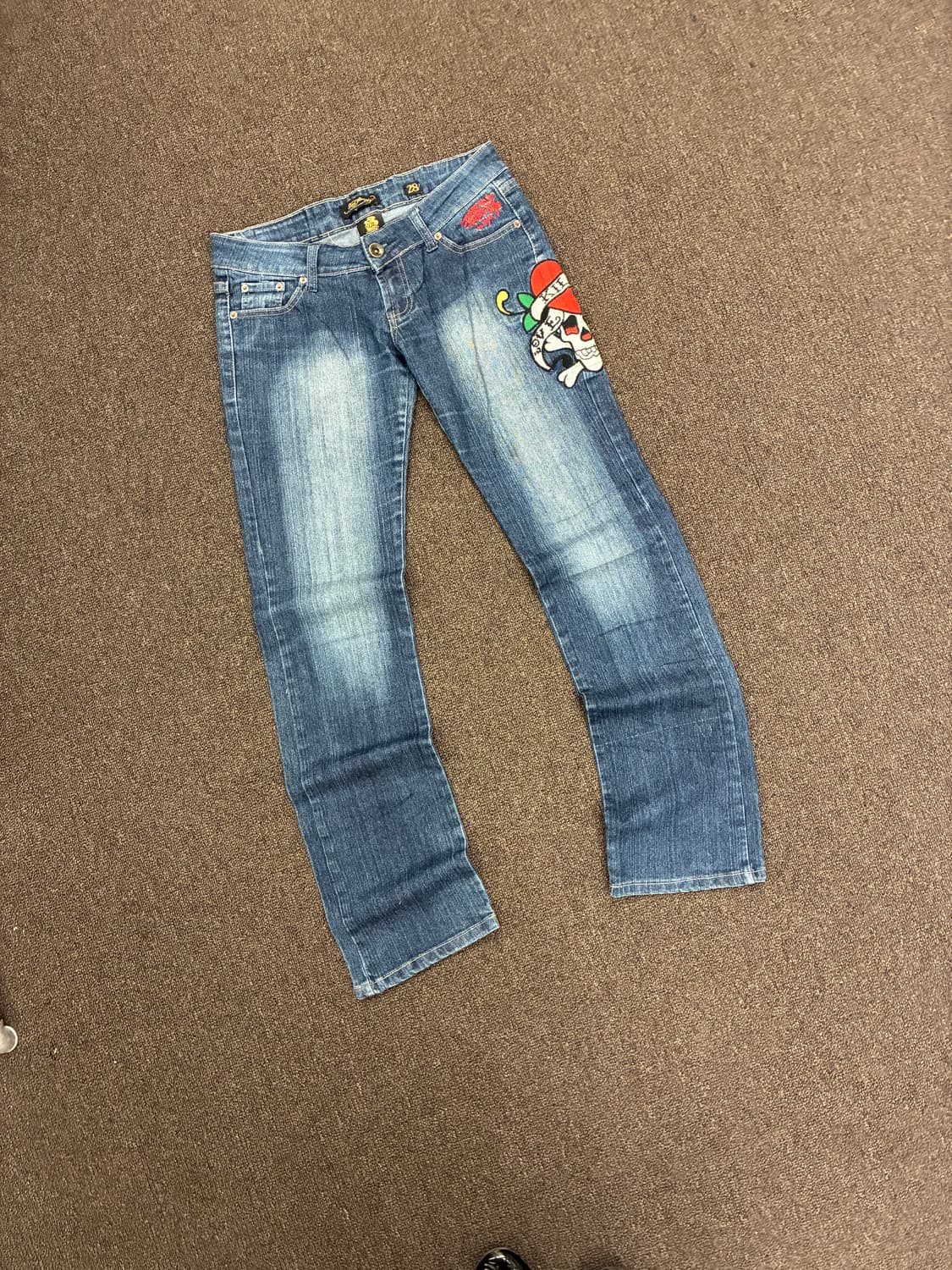 28)Ed Hardy 빈티지 여성 해골 자수 로우라이즈 데님팬츠 상품이미지4