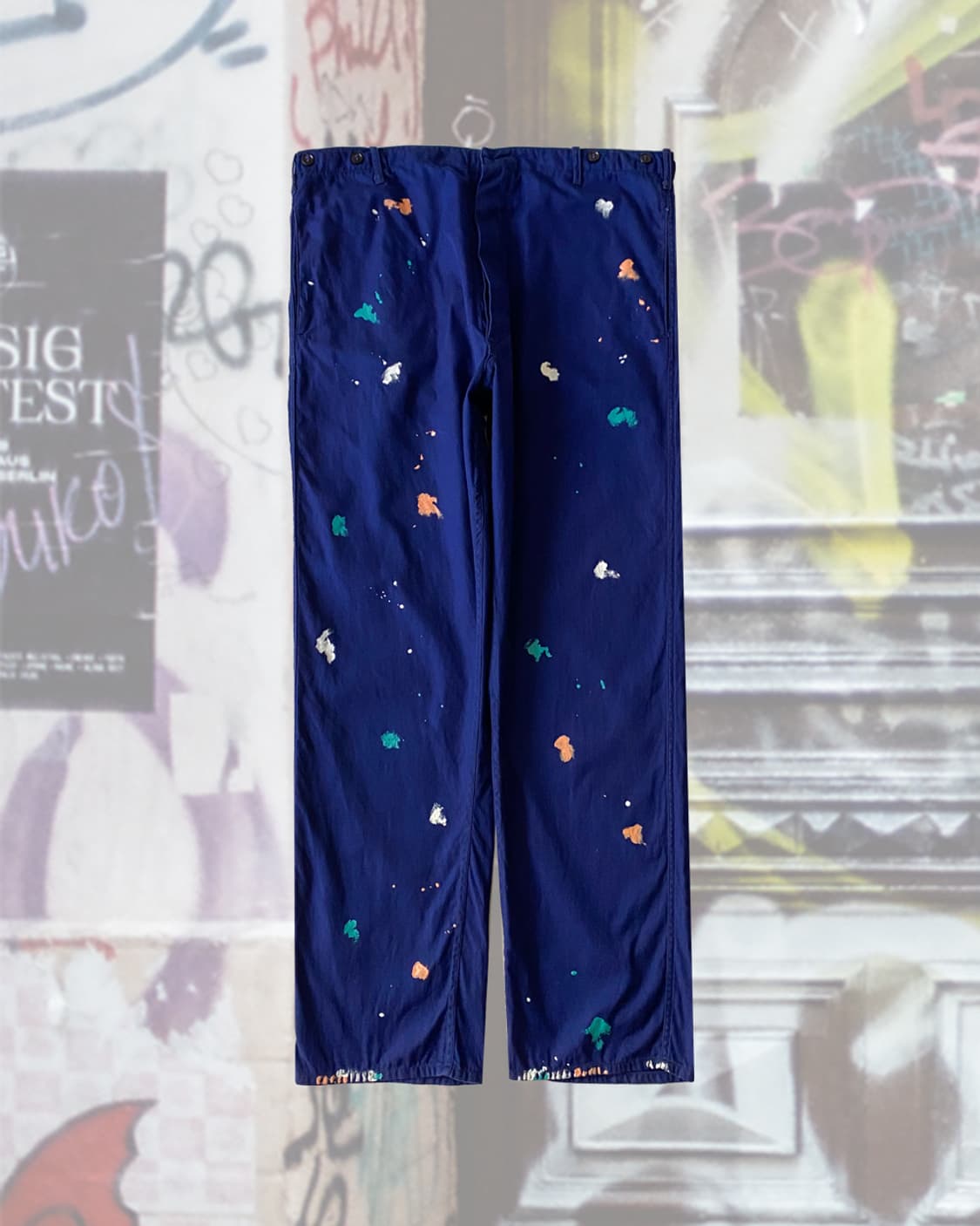 빈티지 오리지널 페인팅 프렌치 워크팬츠 009 상품이미지1