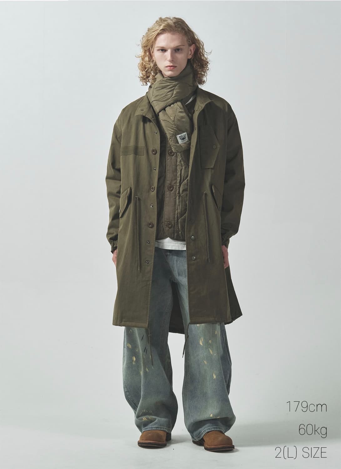 [새상품] 아웃포스트 카키 패딩 머플러/겨울남성목도리/남자스카프/여성여자 상품이미지4