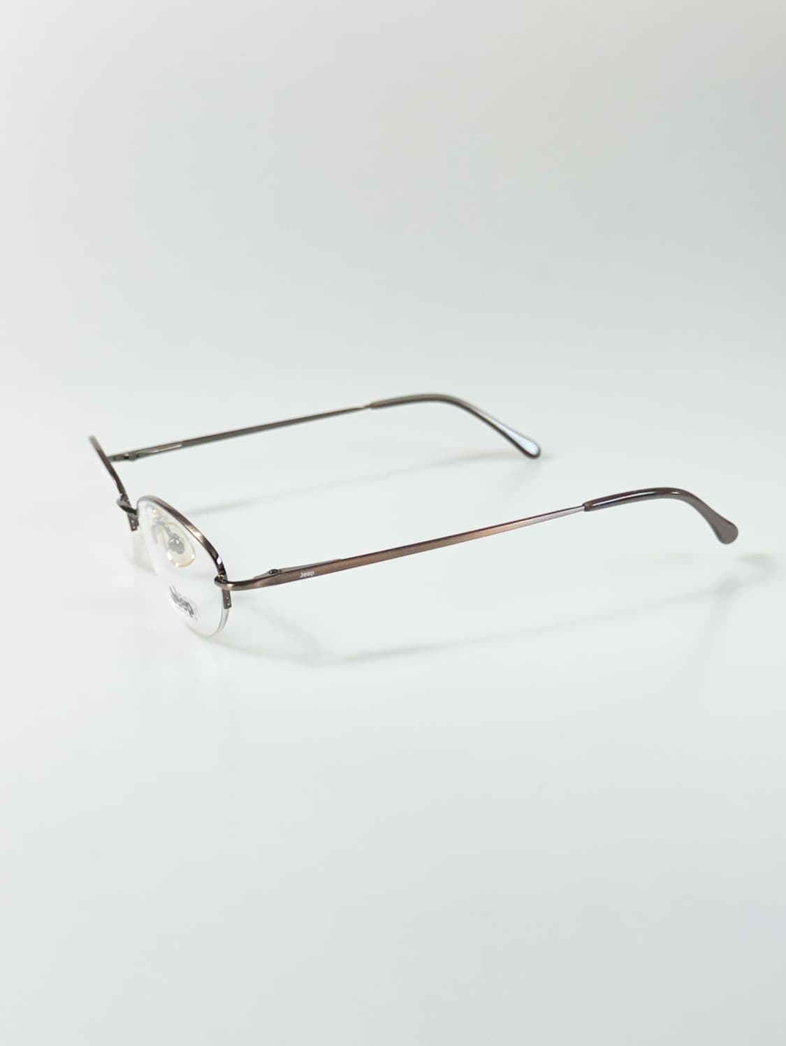 90s Jeep 브라운 오벌 반무테 프레임 빈티지 안경 상품이미지3