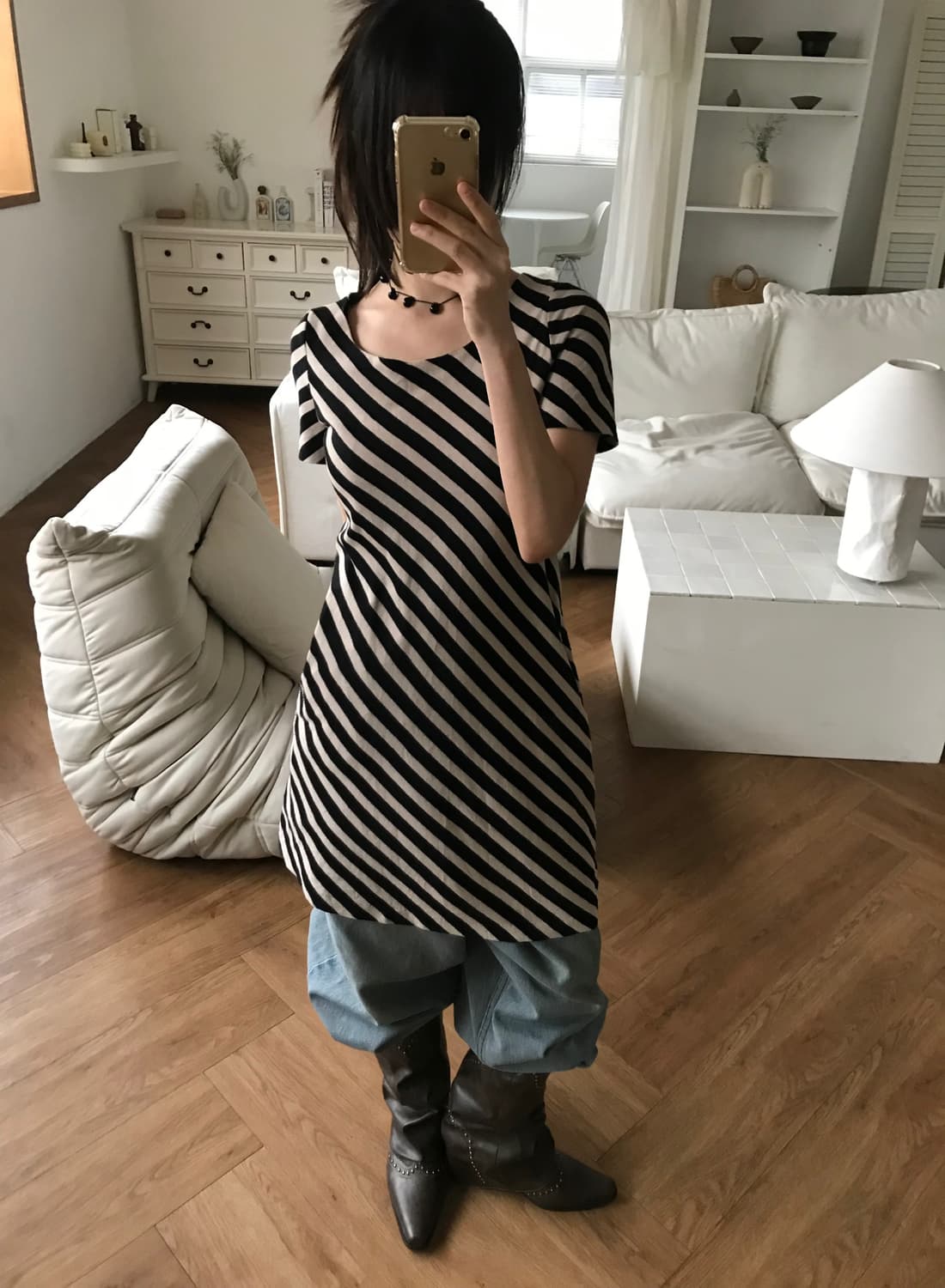 vintage stripe pattern one-piece 상품이미지3