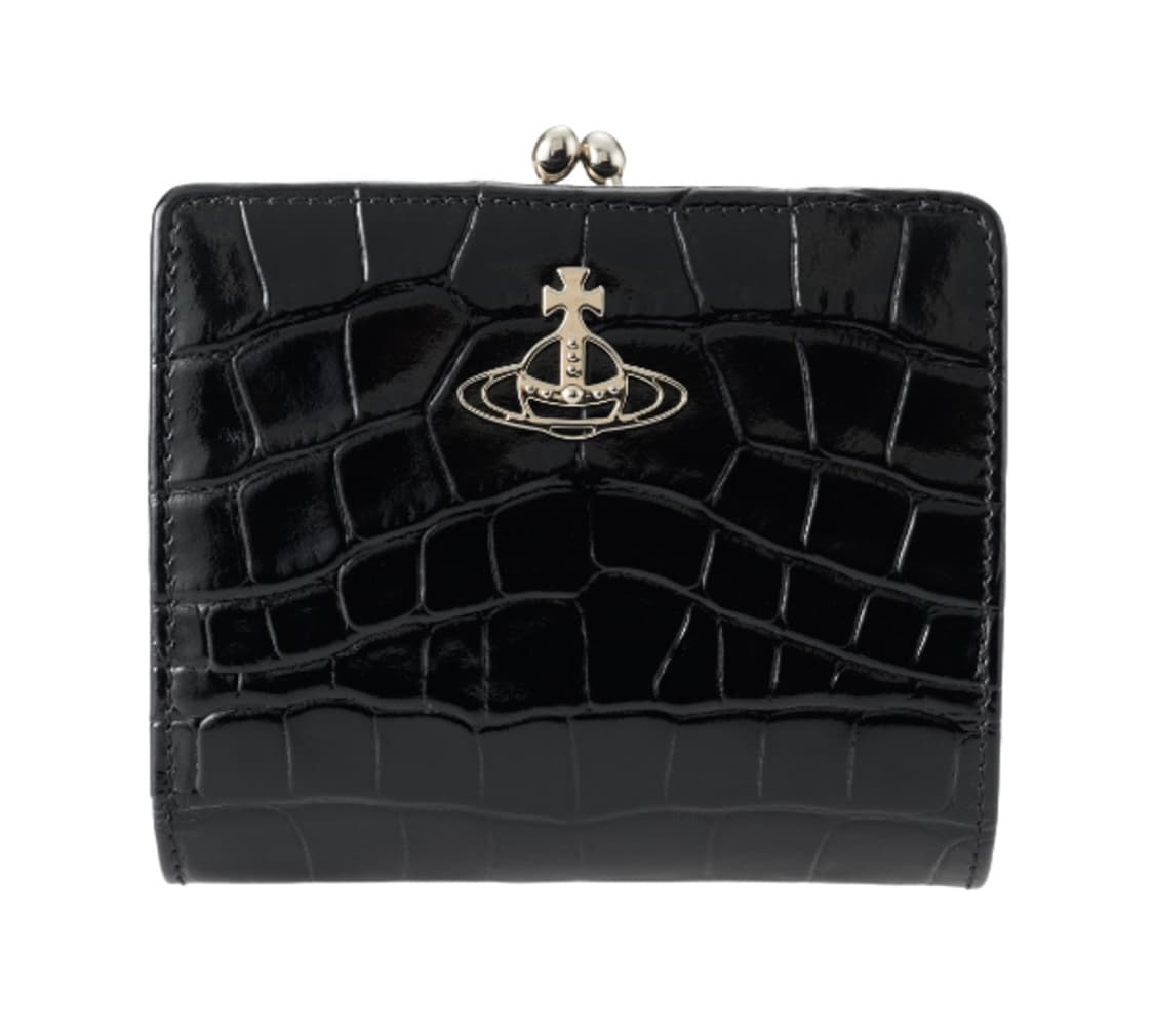 비비안 웨스트우드 크로커다일 엠보스드 프레임 포켓 월렛 블랙 상품이미지1