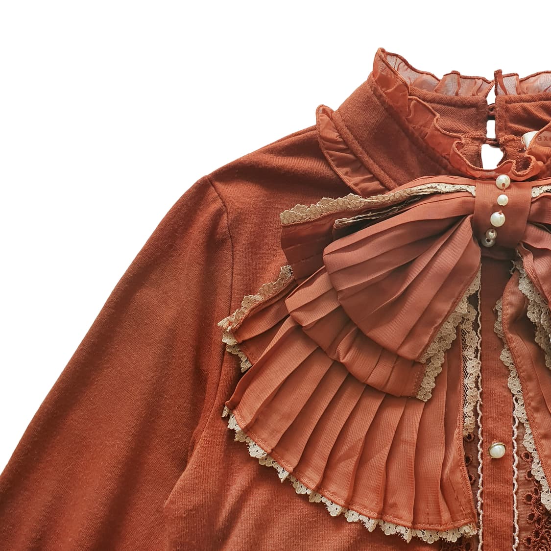 엑시즈팜(axes femme) 리본 블라우스 다크 오렌지 상품이미지3