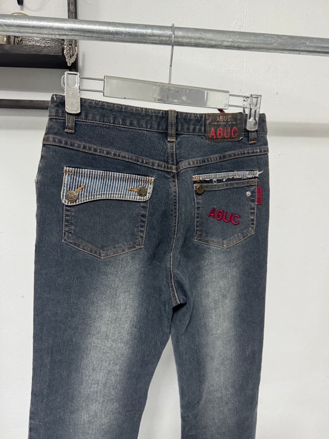 진청 스트라이프 패턴 디테일 팬츠 상품이미지6