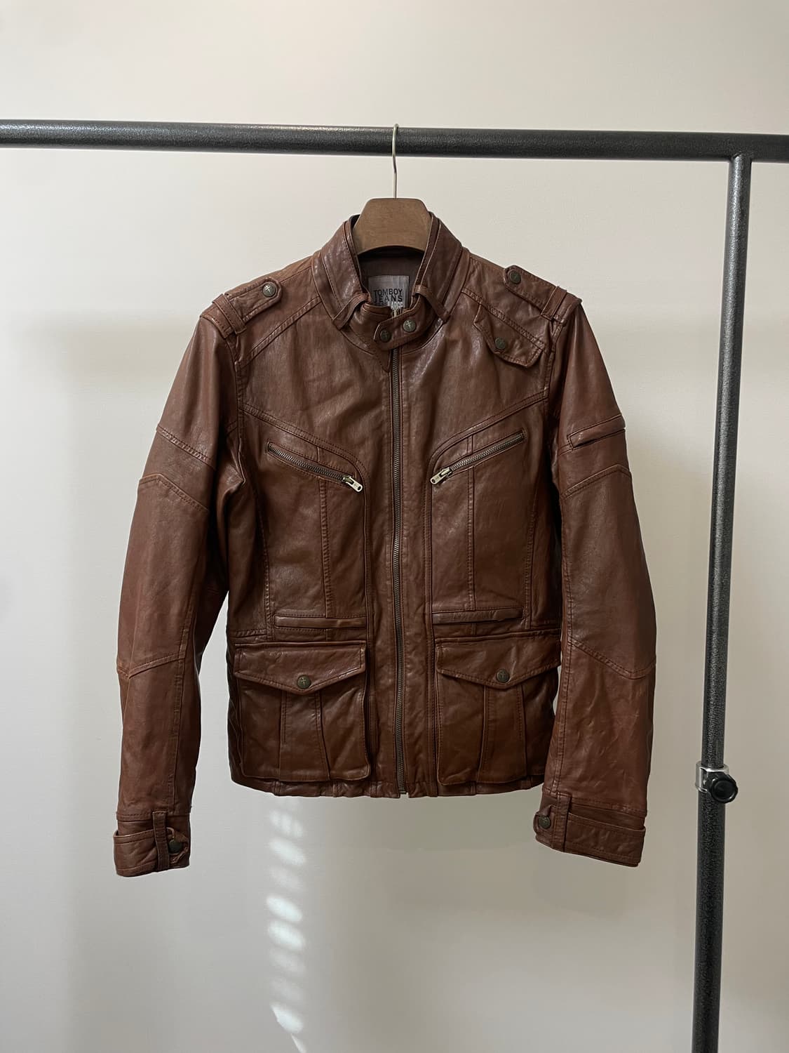 (L) 톰보이 진스 브라운 빈티지 양가죽 자켓 상품이미지2