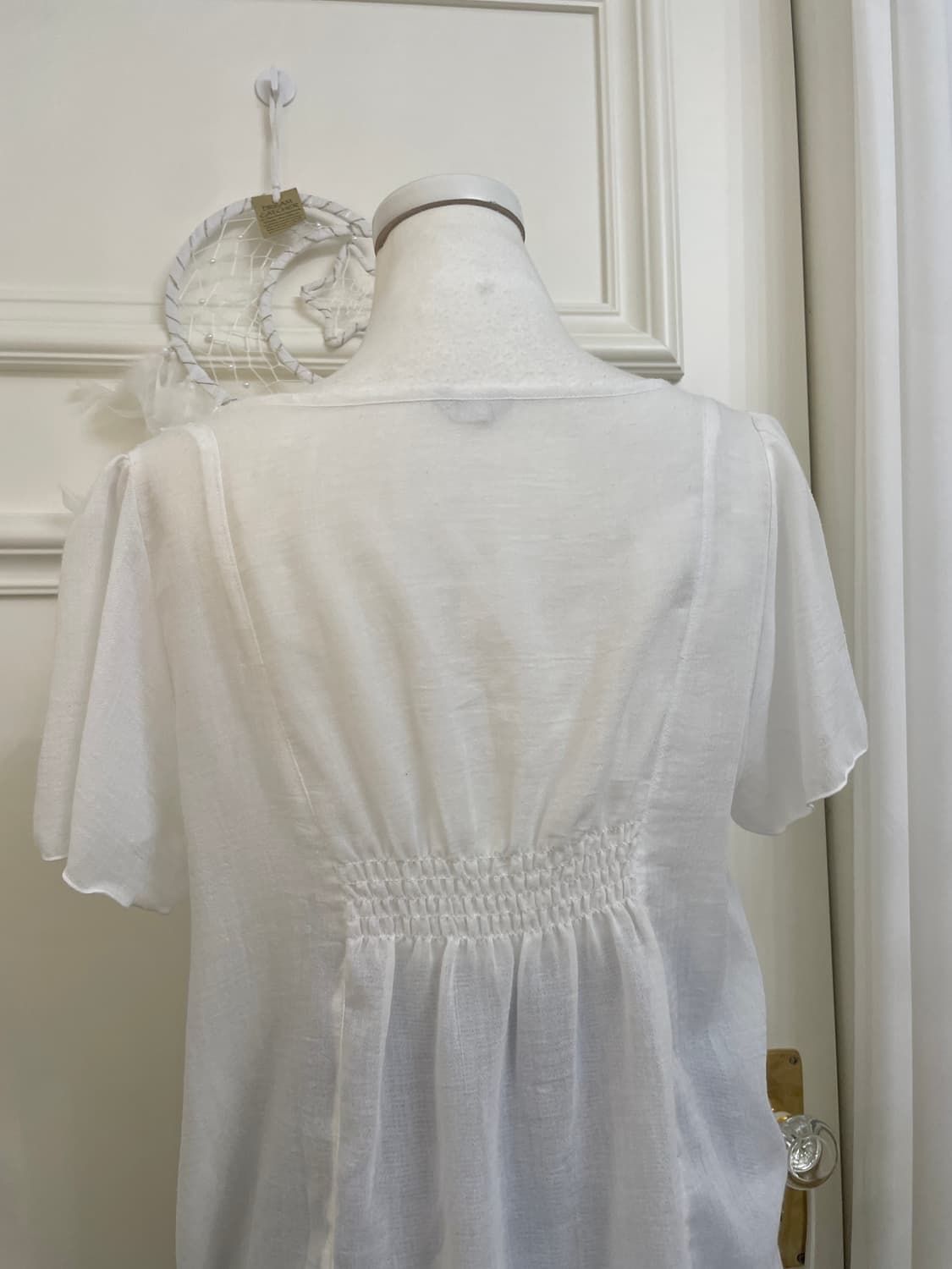 white lace point shirring mori blouse 상품이미지5