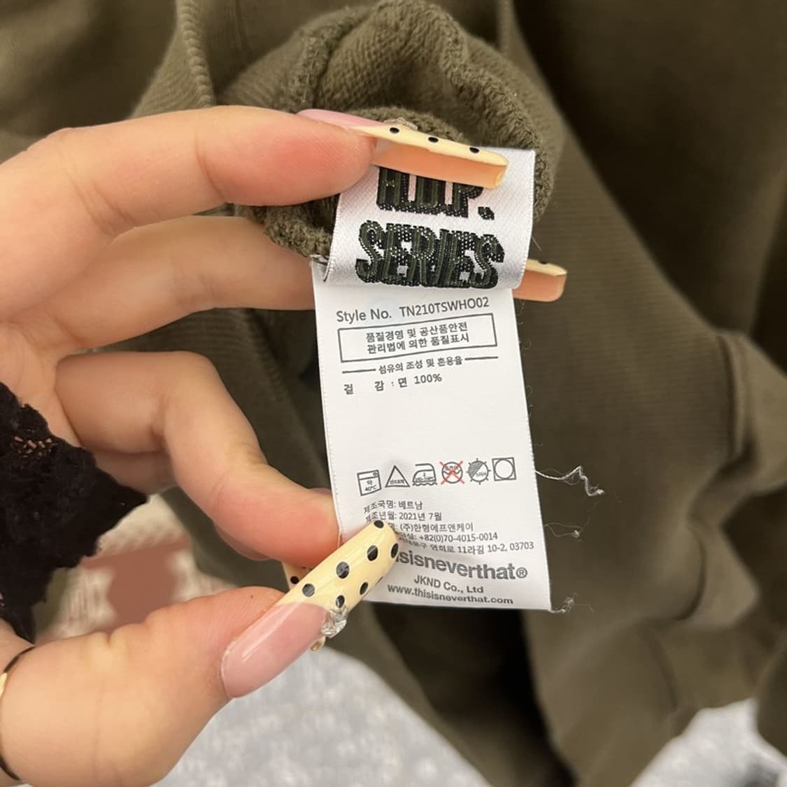 디스이즈네버댓 모던 캐주얼 빈티지 말차카키 후드티 L C09734 상품이미지7