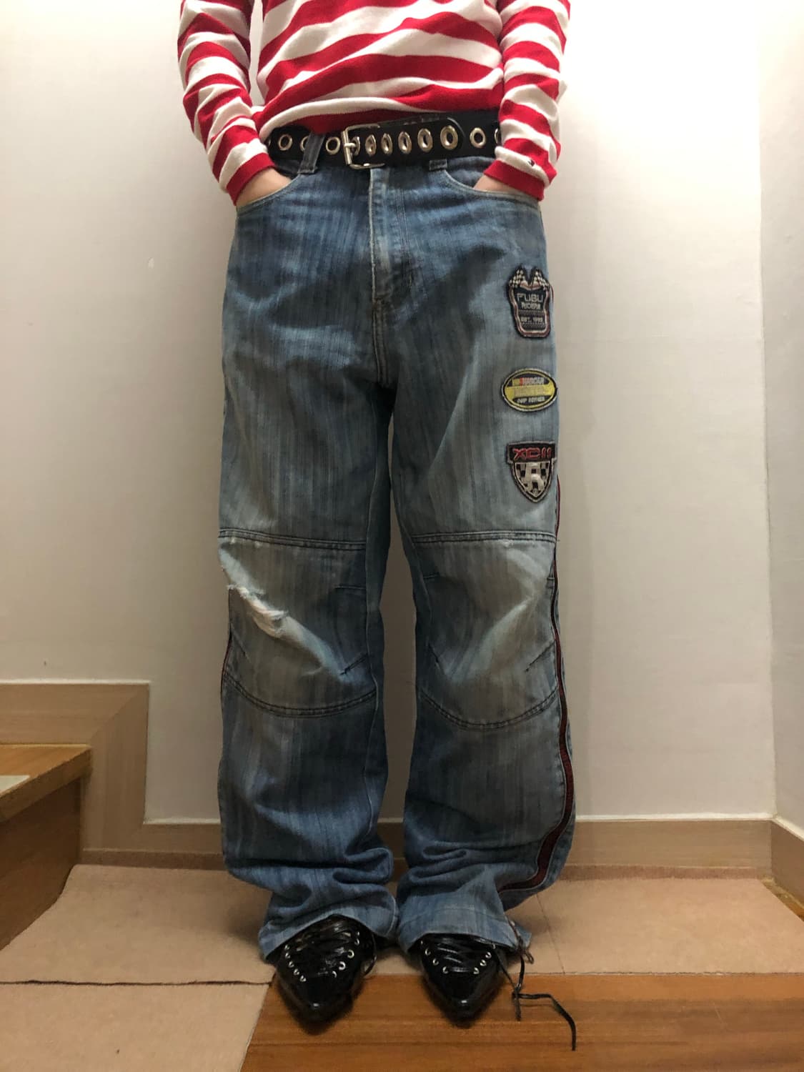 빈티지 푸부 데님 패치 팬츠 상품이미지3