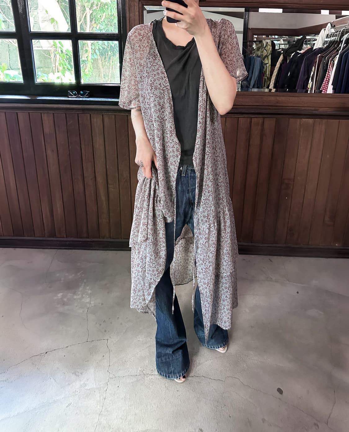 NEEDLES floral sheer wrap dress 상품이미지1