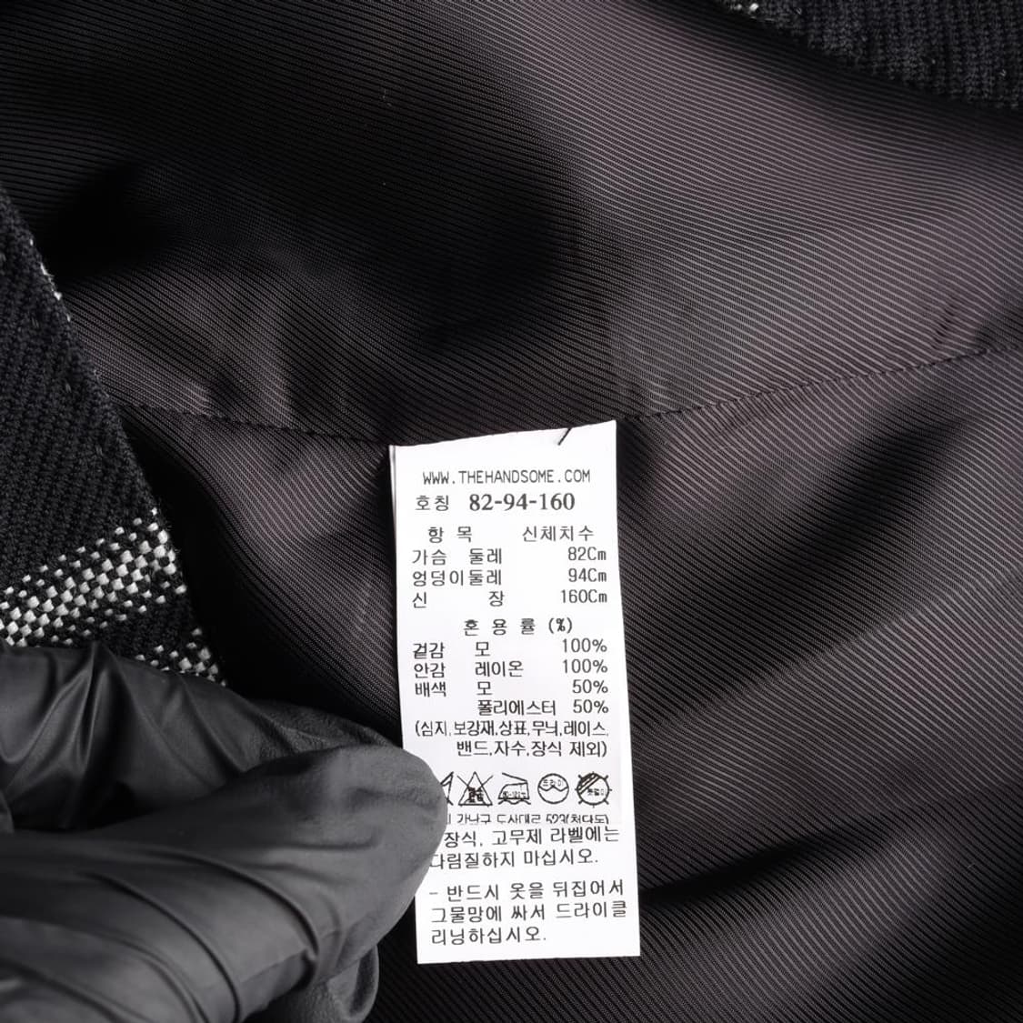 [S]타임 울100% 블랙 체크 아이비리그 싱글브레스티드재킷
 상품이미지7