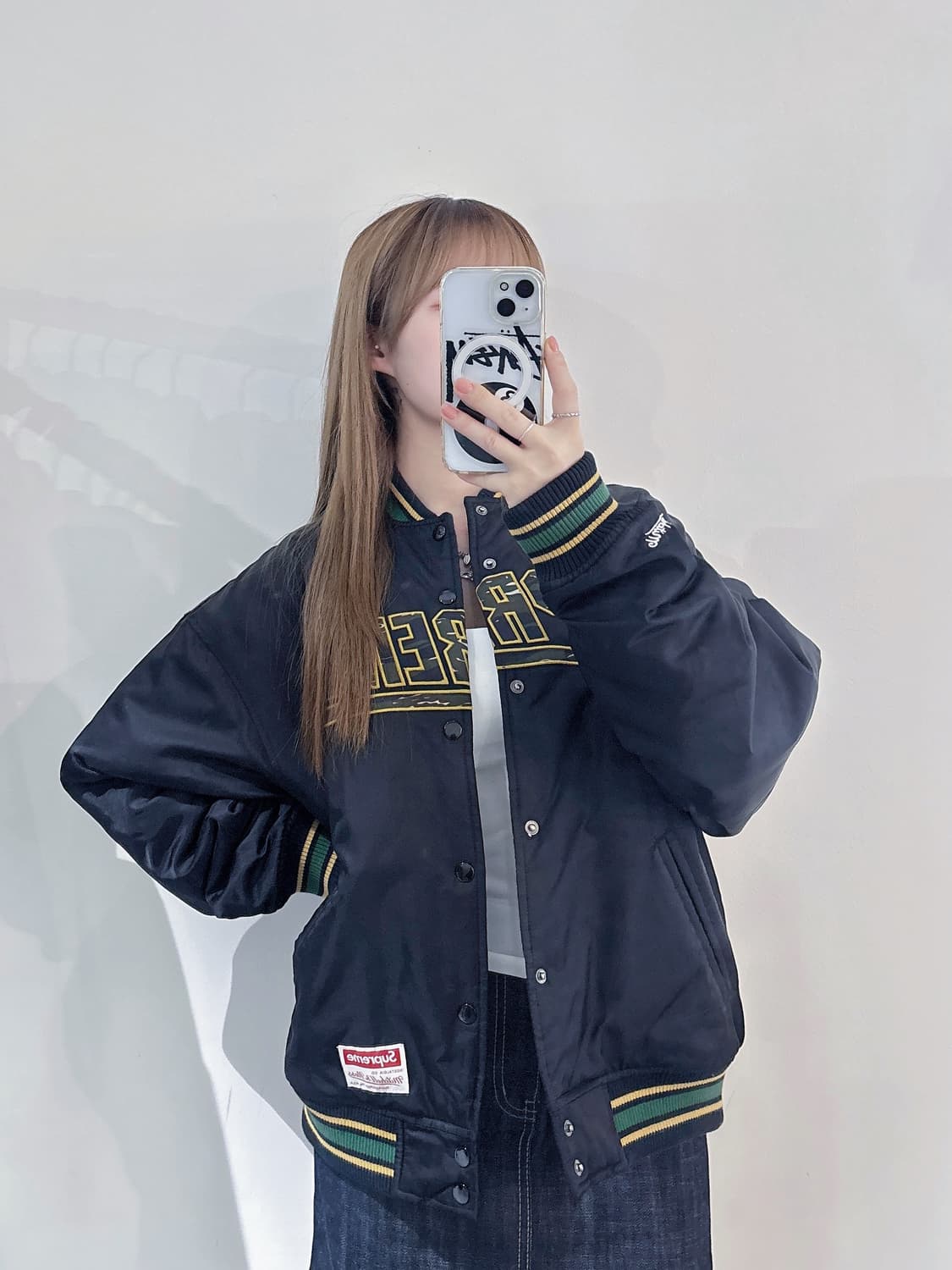 슈프림 미첼앤네스 카모로고 바시티 자켓 상품이미지1