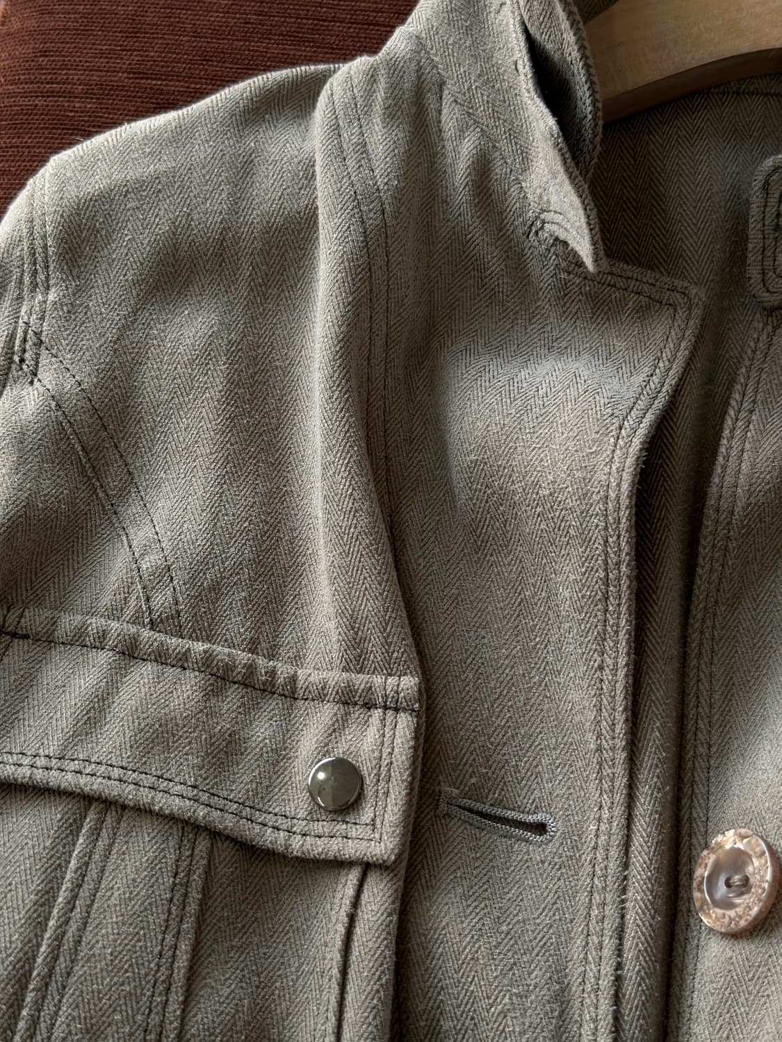 Double collar herringbone pattern short  상품이미지4