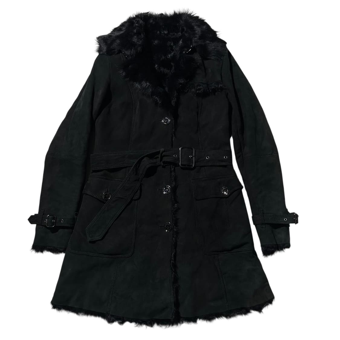 버버리 램스킨 시어링 무스탕 은장버튼 싱글 로브 코트  상품이미지2