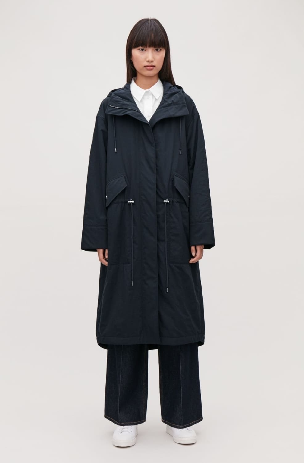 COS 패딩 후디드 파카 피쉬테일 네이비 XS 상품이미지1