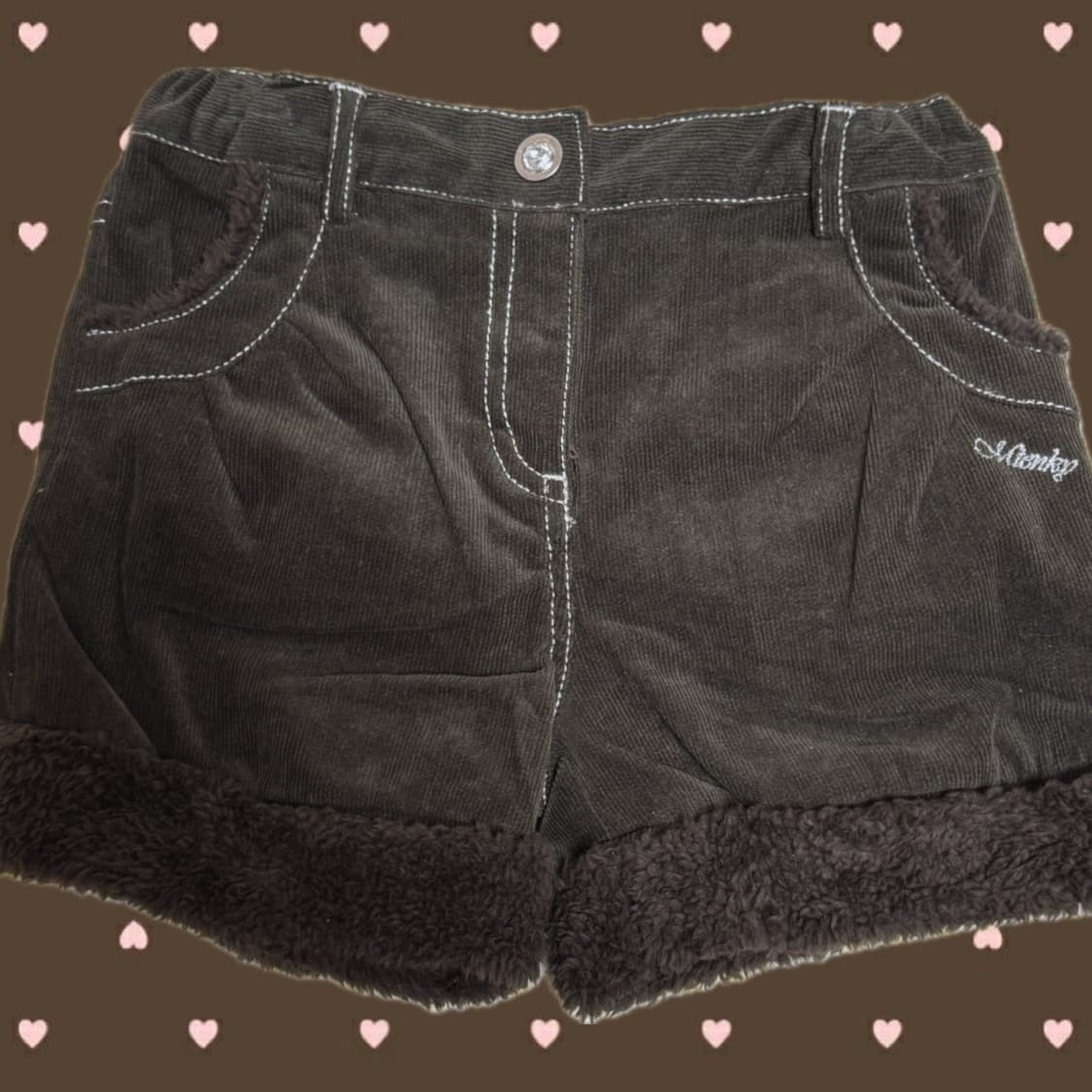 일본 빈티지 헤이세이 라떼갸루 오네갸루 브라운 퍼숏츠 반바지 상품이미지1