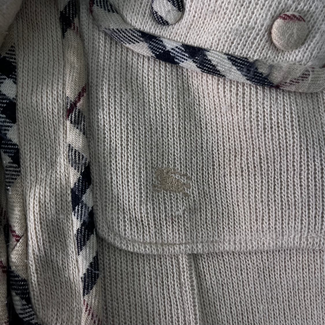 W 95 버버리 90s 니트 후드 코트 상품이미지4