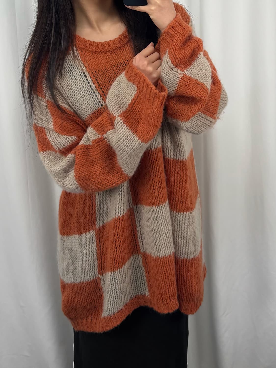 더오픈프로덕트 체커보드 니트 상품이미지3