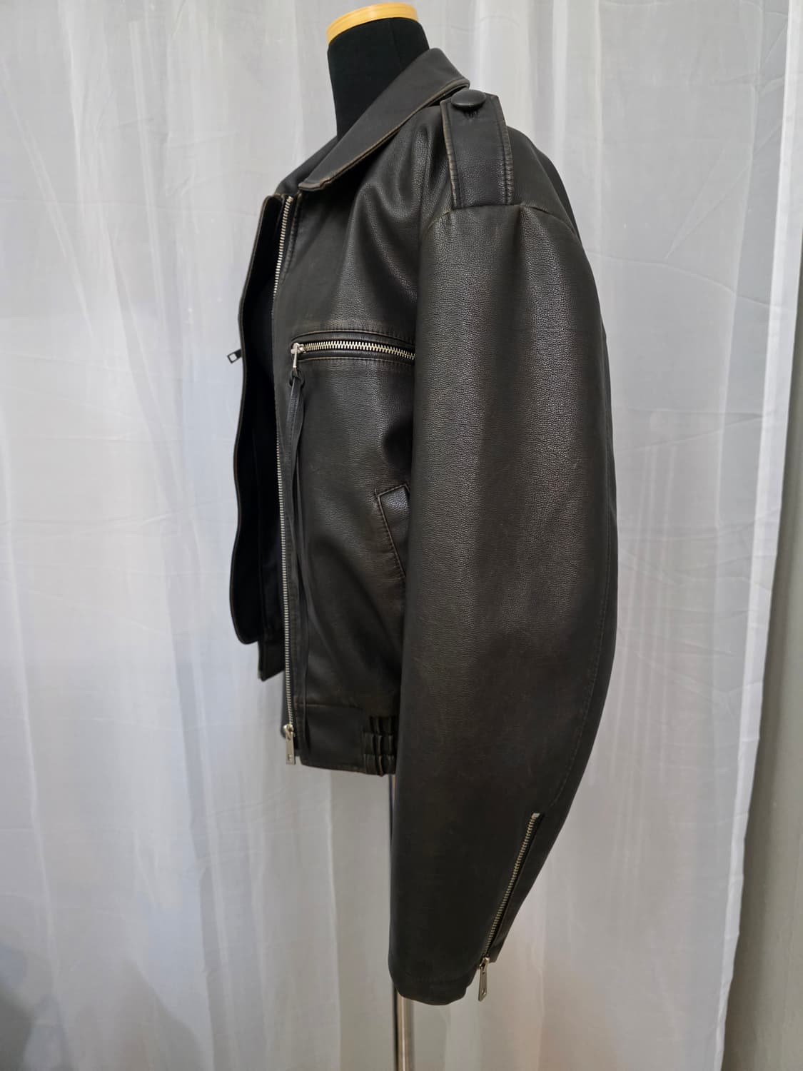 1회착용)도매택 (노프라블럼) 레더 블루종 점퍼.가죽자켓.가죽점퍼 상품이미지3