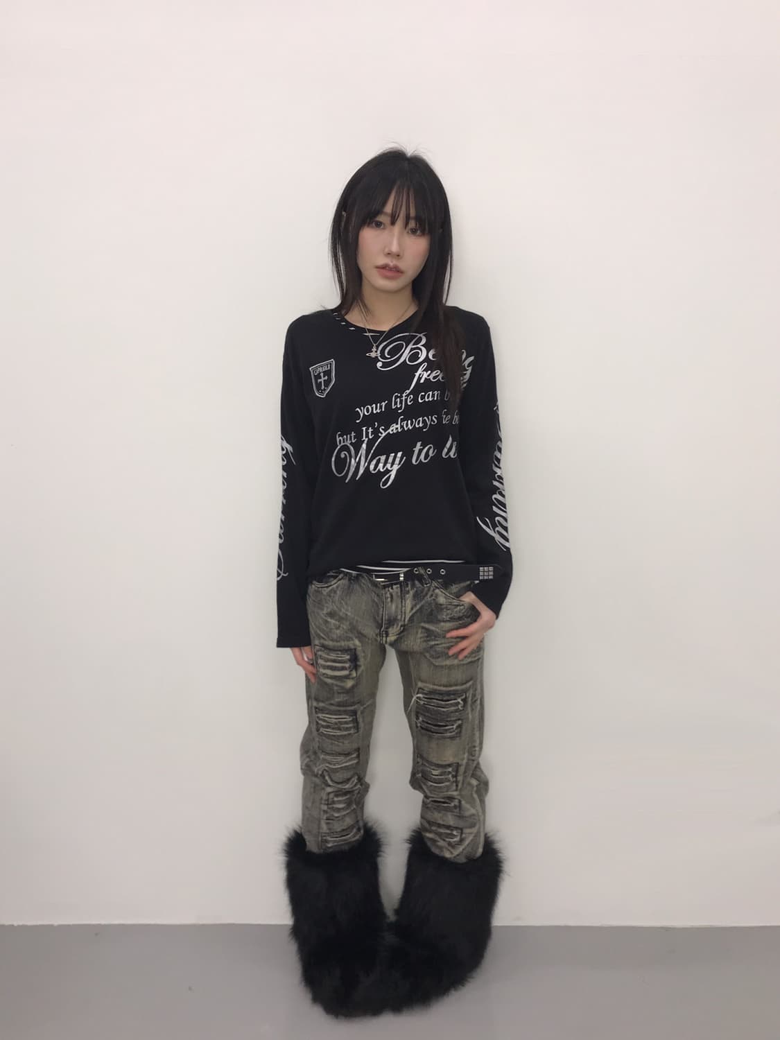 Jpn Y2k Silver Lettering Long Sleeve 상품이미지1