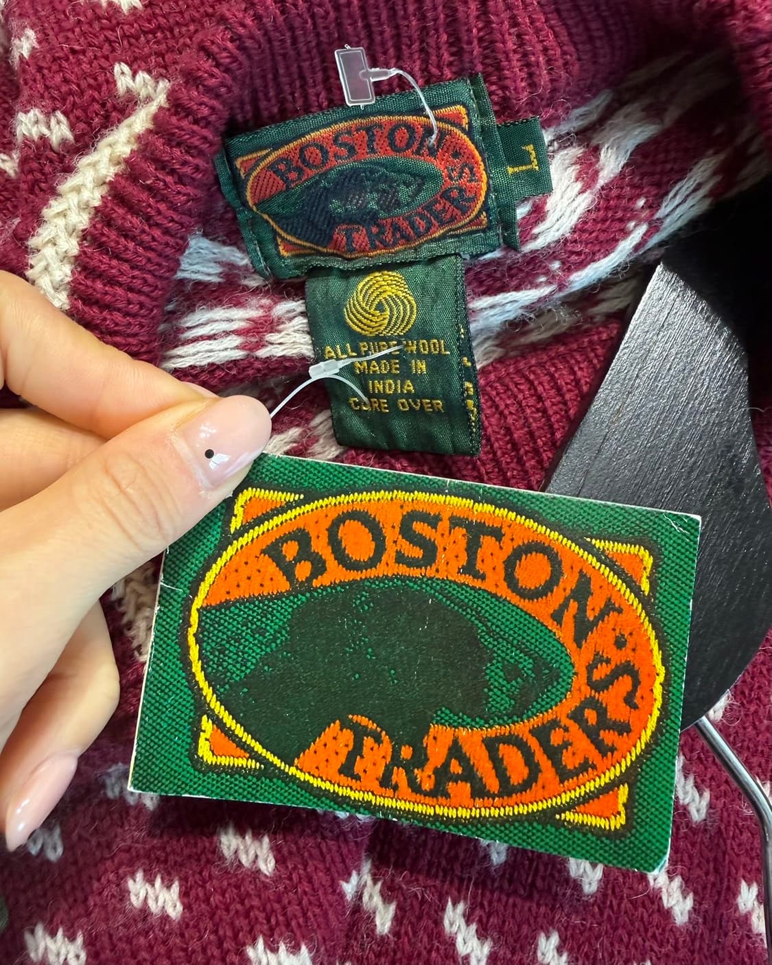 보스턴 트레이더스 딥 핑크 버드아이 패턴 울 니트  상품이미지8