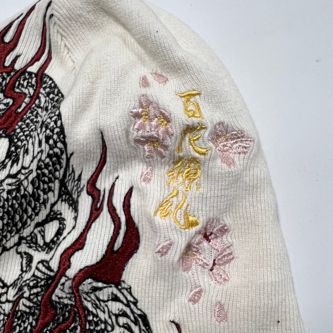 JP 재팬 오리엔탈 용프린팅 자수 화이트비니(OS) 상품이미지3