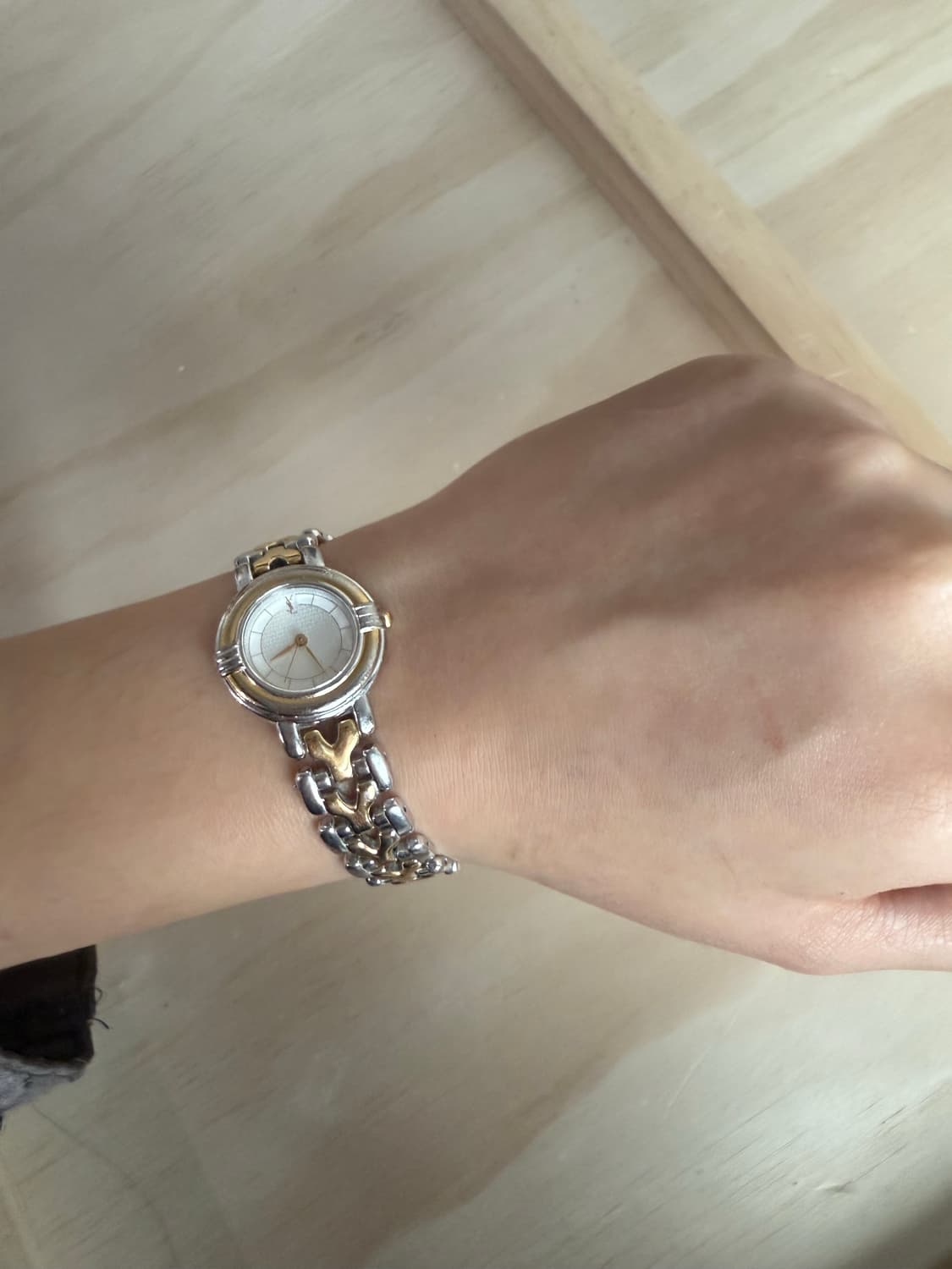 90s Ysl 생로랑 골드 실버 메탈 여성 시계 상품이미지4