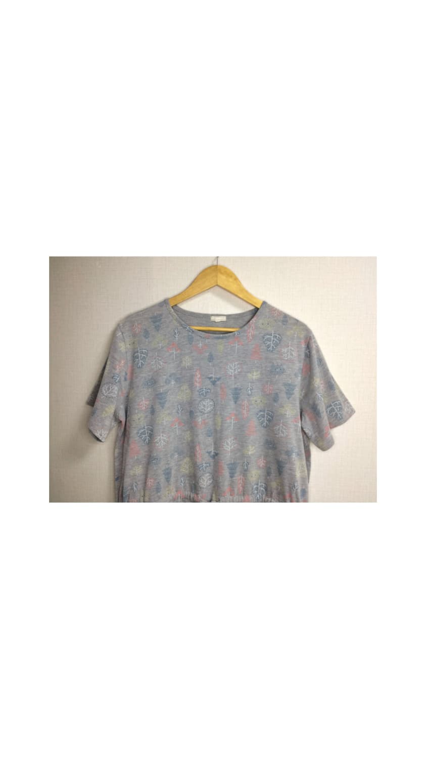 빈티지 컬러풀 프린팅 그레이 반팔 튜닉 상품이미지2