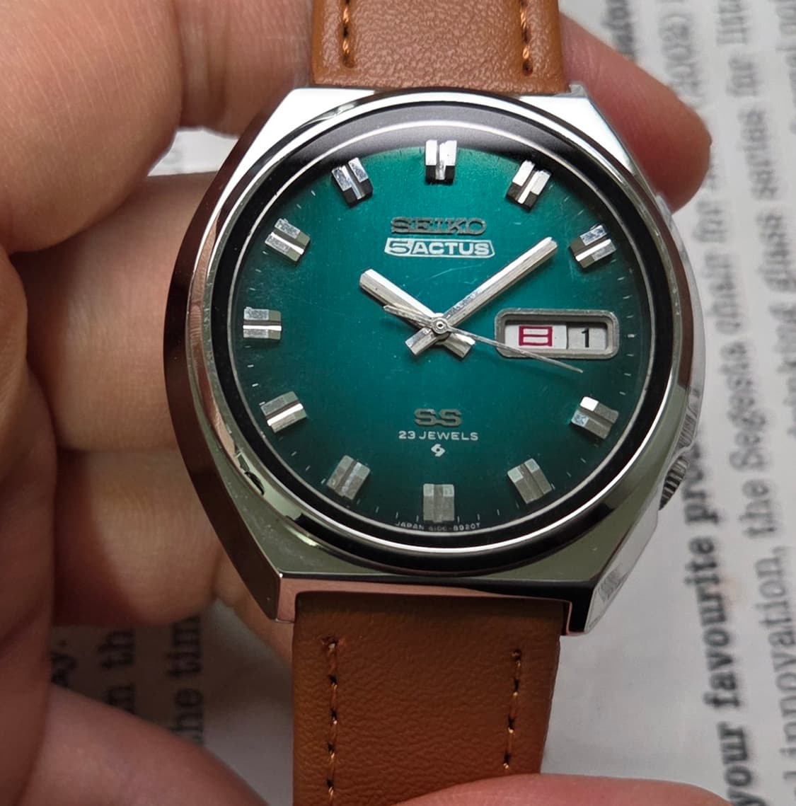 레어] 빈티지 세이코 액투스SS 와이드보이 그린판 한자 데이데이트  상품이미지1