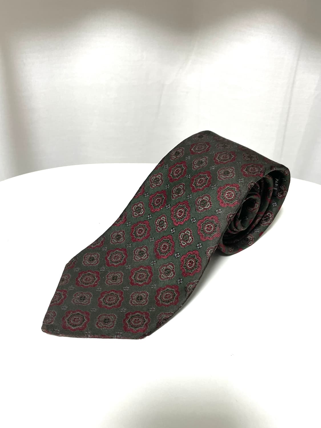 크리스찬 디올 Dior 명품 빈티지 플라워 실크 넥타이 _ 그린/레드 상품이미지1