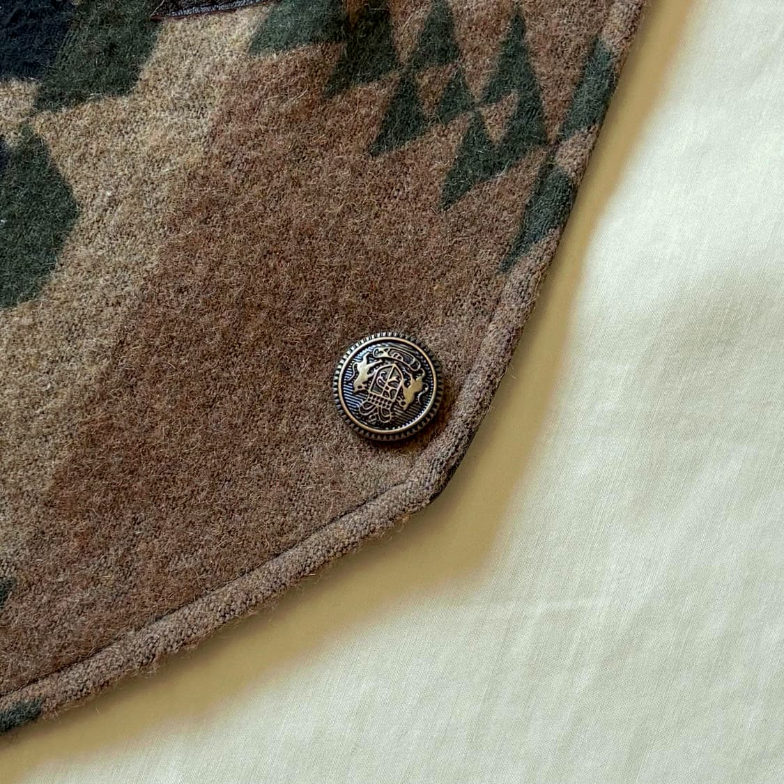 [L/102] Navajo Blanket 다크 브라운 레더 웨스턴 베스트 상품이미지4